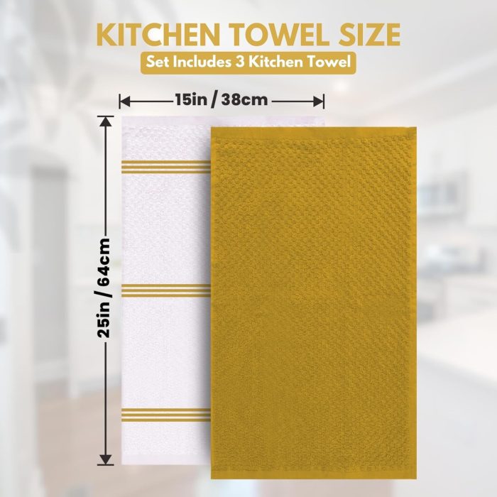 Infinitee Xclusives Premium Kitchen Towels - Pack of 3, 100% Cotton